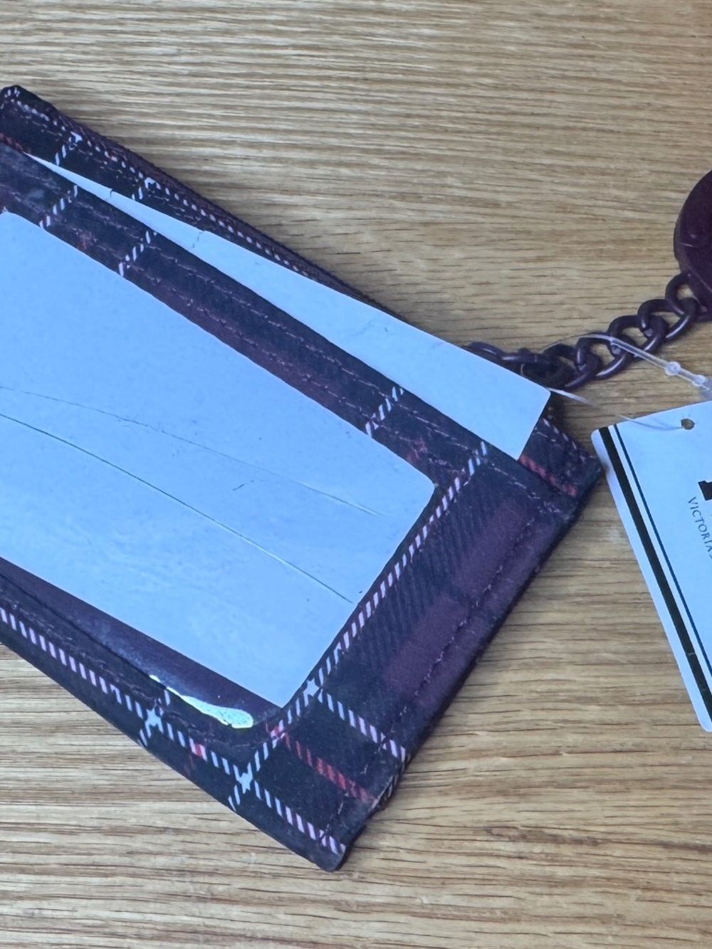 Victoria's Secret Pink Plaid Purple, Red, Pink Snap Close Key Chain Wallet  Cute